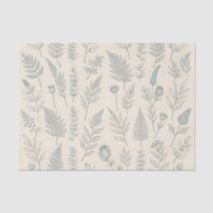 Vintage Sage Green Ferns Wildflowers Botanical Tissue Paper