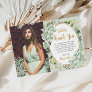 Vintage Sage Green Floral Butterflies Quinceanera  Thank You Card