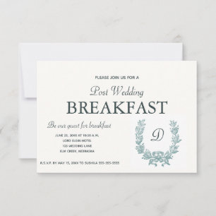Vintage Sage Green French Wreath Breakfast RSVP Card
