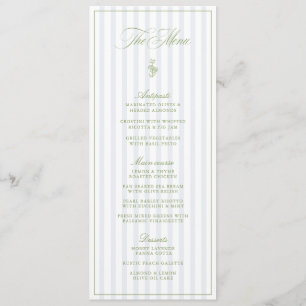 Vintage Sage Green & Gray Striped Wedding Menu