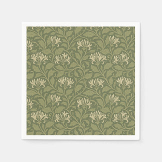 Vintage Sage Green Honeysuckle Floral Garden Party Napkins
