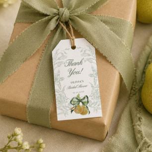 Vintage Sage Green Perfect Pair Pear Bridal Shower Gift Tags