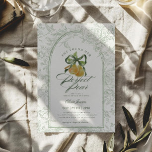Vintage Sage Green Perfect Pair Pear Bridal Shower Invitation
