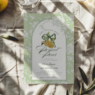 Vintage Sage Green Perfect Pear Pair Bridal Shower Invitation