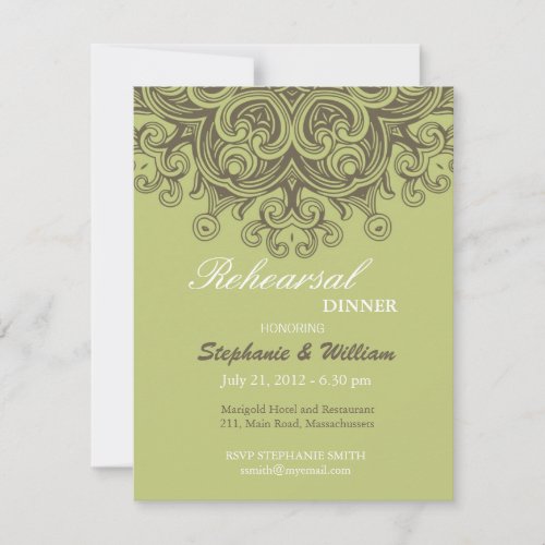Vintage Sage Green Rehearsal Dinner Card Custom Invitation