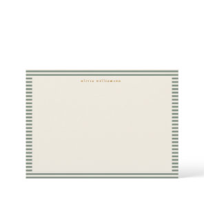 Vintage Sage Green Stripes Personalized Christmas Thank You Card