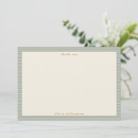Vintage Sage Green Stripes Personalized Name
