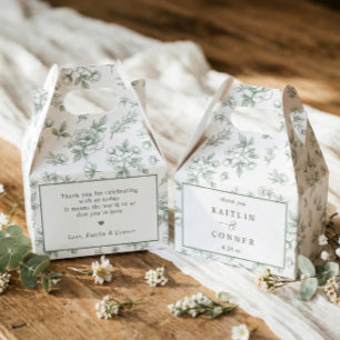 Vintage Sage Green Victorian Floral French Wedding Favor Boxes
