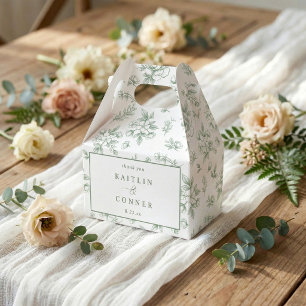 Vintage Sage Green Victorian Floral French Wedding Favor Boxes