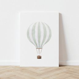 Vintage Sage Green Watercolor Hot Air Balloon Canvas Print