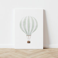 Vintage Sage Green Watercolor Hot Air Balloon
