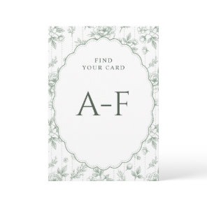 Vintage Sage Green Wedding Escort Card Display