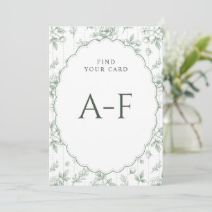 Vintage Sage Green Wedding Escort Card Display
