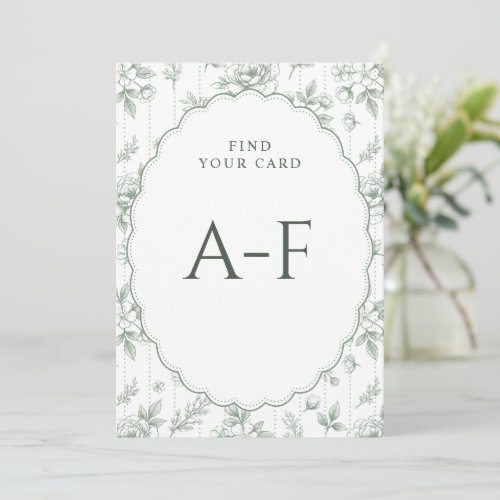 Vintage Sage Green Wedding Escort Card Display