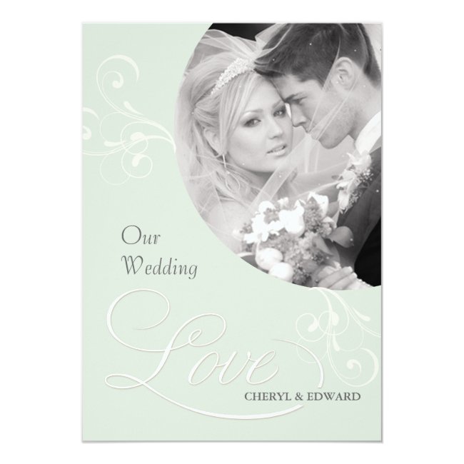 Vintage Sage Green Wedding Invitations with Photo