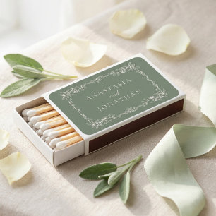 Vintage Sage Green Wedding  Matchboxes