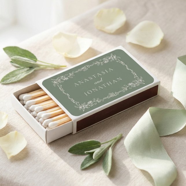 Vintage Sage Green Wedding  Matchboxes (Creator Uploaded)