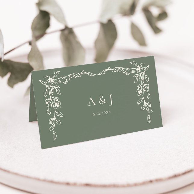 Vintage Sage Green Wedding  Place Card (Creator Uploaded)