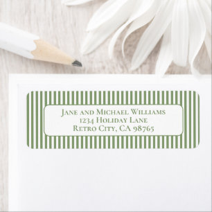 Vintage Sage Green & White Simple Christmas Stripe Label