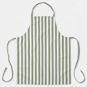 Vintage Sage Green & White Stripes Striped Apron