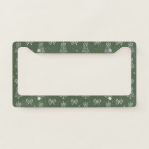 Vintage Sage Green Winter Toile Christmas (4) License Plate Frame