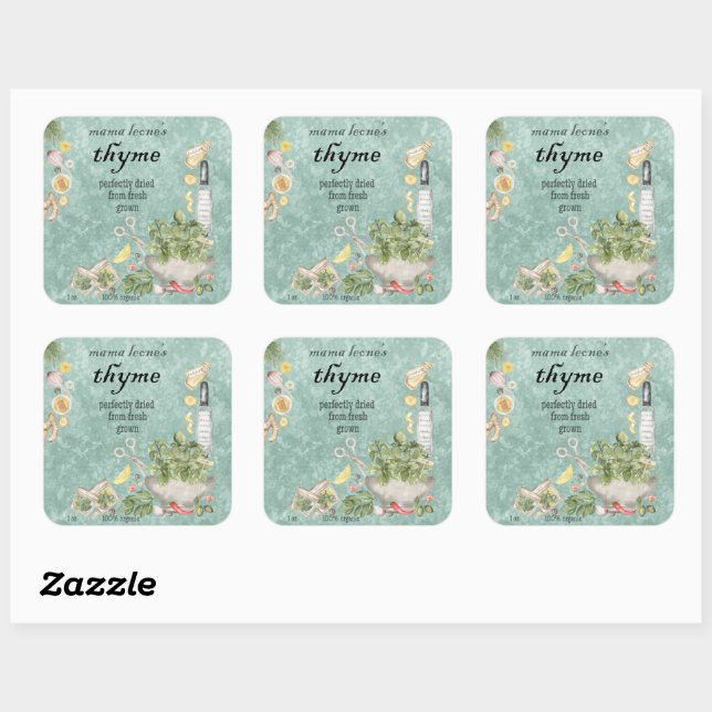 Vintage Sage Jar Bottle  Square Sticker (Sheet)