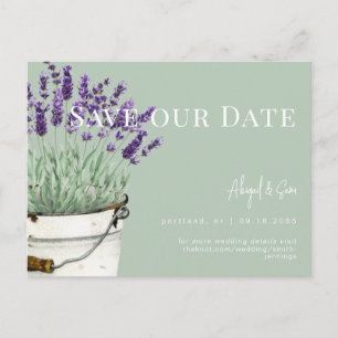 Vintage Sage & Lavender Wedding Save our Date Postcard