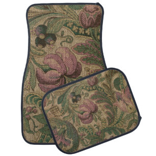 Vintage Sage Mauve 1918 Botanical Pattern Car Floor Mat