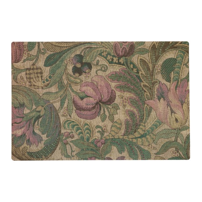 Vintage Sage Mauve 1918 Botanical Pattern Placemat (Front)