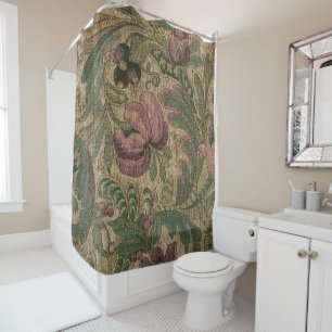 Vintage Sage Mauve 1918 Botanical Pattern Shower Curtain