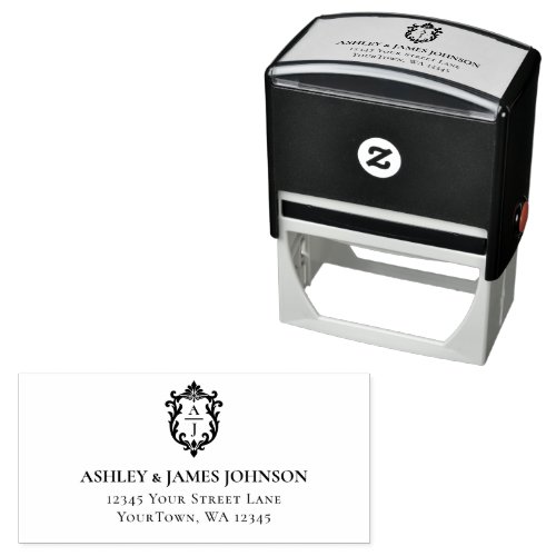 Vintage Sage Ornamental Frame Wedding Address Self-inking Stamp