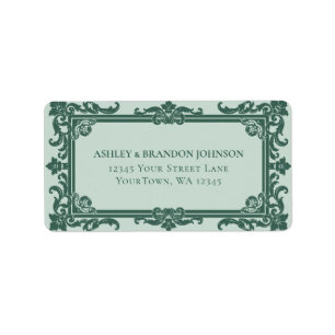 Vintage Sage Ornamental Frame Wedding RSVP Address Label