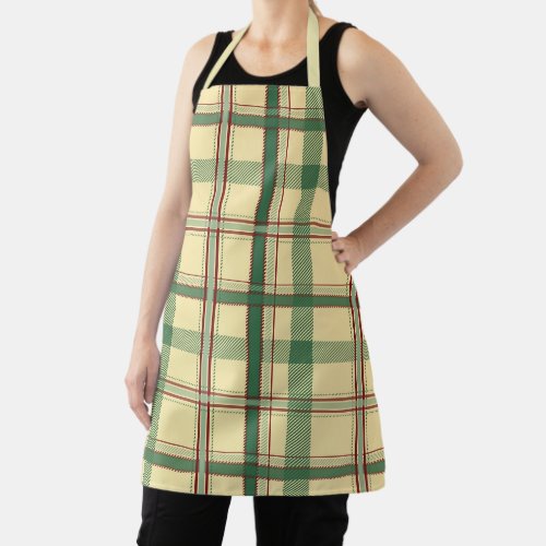Vintage Sage Red Plaid Aesthetic Apron