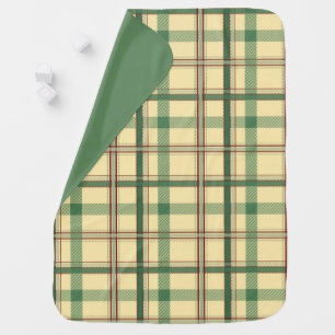Vintage Sage Red Plaid Aesthetic Baby Blanket