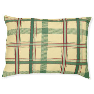 Vintage Sage Red Plaid Aesthetic Pet Bed