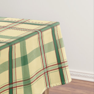 Vintage Sage Red Plaid Aesthetic Tablecloth