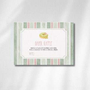 Vintage Sage Striped Matcha Donut Diaper Raffle Enclosure Card