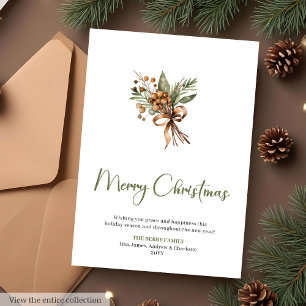 Vintage Sage Terracotta Minimalist Christmas Card