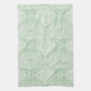 Vintage Sage Toile with Classical Figures Kitchen Towel