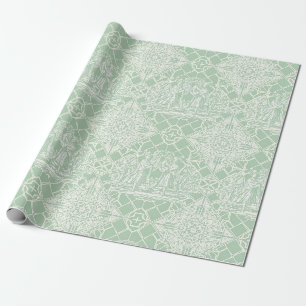Vintage Sage Toile with Classical Figures Wrapping Paper