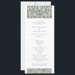Vintage Sage Wedding Ceremony Program<br><div class="desc">This beautifully designed wedding ceremony program is perfect for couples seeking an elegant, vintage-inspired touch for their special day. The program features intricate sage and white floral motifs, reminiscent of classic vintage artistry, adding a timeless charm to your wedding decor. The delicate scrollwork and symmetrical floral design bring sophistication and...</div>