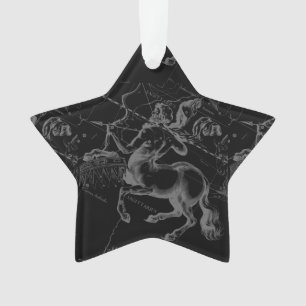 Vintage Sagittarius Constellation Black Hevelius Ornament