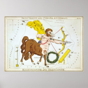 Vintage Sagittarius Constellation Map (1825) Poster
