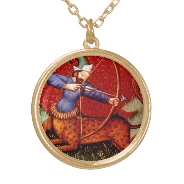 Vintage Sagittarius  Gold Plated Necklace (Front)