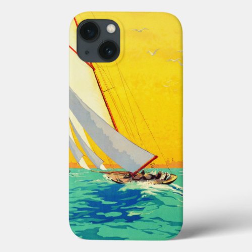 Vintage Sail Boats French Travel iPhone 13 Case