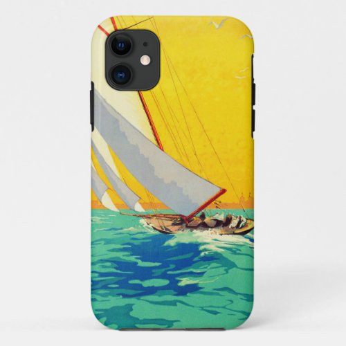 Vintage Sail Boats French Travel iPhone 11 Case