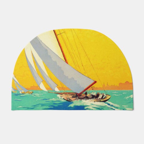 Vintage Sail Boats French Travel Doormat