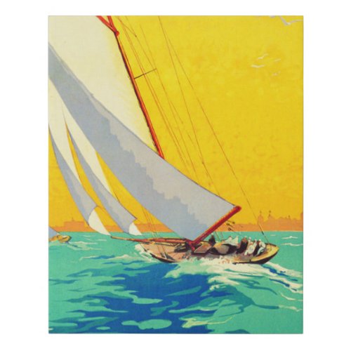 Vintage Sail Boats French Travel Faux Canvas Print