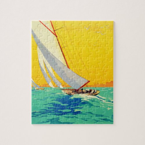 Vintage Sail Boats French Travel Jigsaw Puzzle