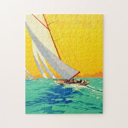 Vintage Sail Boats French Travel Jigsaw Puzzle